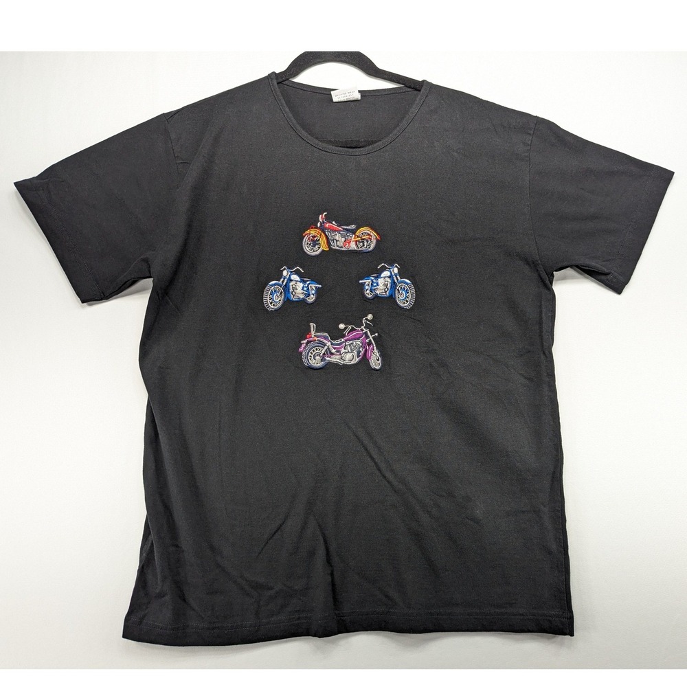 Casey Coleman Black Cotton Embroidered Motorcycle Graphic T-Shirt Men M/L Turkey
